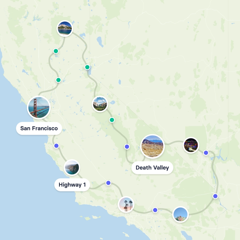 filter list, visited or want to visit buttons
